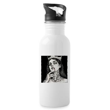 Königin der Nächte Tattoo - Trinkflasche mit integriertem Trinkhalm - Weiß - Rechts