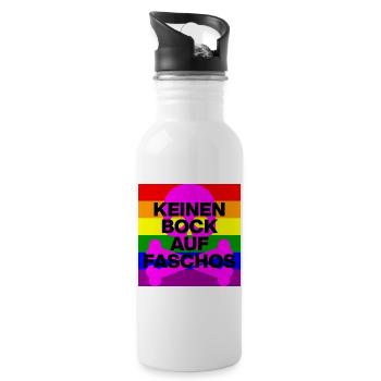 KEINEN BOCK AUF FASCHOS, NO NZS, NO AFD, PINK - Trinkflasche mit integriertem Trinkhalm - Weiß - Rechts