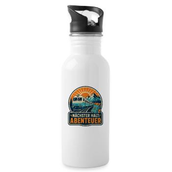 Nächster Halt Abenteuer Zugreise - Trinkflasche mit integriertem Trinkhalm - Weiß - Rechts