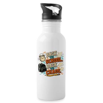 Back to School – Back to Chaos - Trinkflasche mit integriertem Trinkhalm - Weiß - Rechts