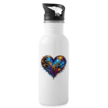 Celestial Heart  - Water bottle with straw - white - Right