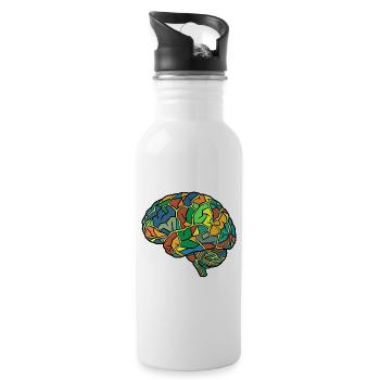 Kaleidoscope Brain Pattern - Water bottle with straw - white - Right