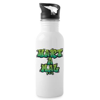 Wart A Mal – Lustiger Dialekt Spruch Design - Trinkflasche mit integriertem Trinkhalm - Weiß - Rechts