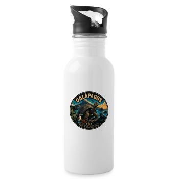 Galapagosinseln Vintage Wildtierabzeichen - Trinkflasche mit integriertem Trinkhalm - Weiß - Rechts