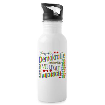 Regenbogen Wählen Demokratie - Trinkflasche mit integriertem Trinkhalm - Weiß - Rechts