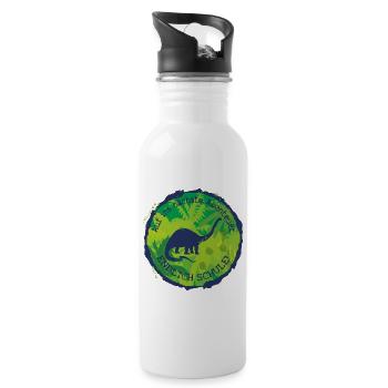Dino Brachiosaurus Adventure Finally School - Water bottle with straw - white - Right