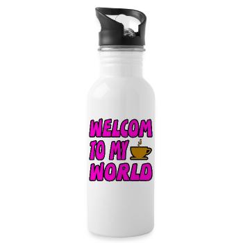 Kaffee - Trinkflasche mit integriertem Trinkhalm - Weiß - Rechts
