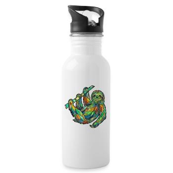 Geometric Sloth - Water bottle with straw - white - Right