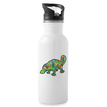 Mosaic Platypus Rainbow Style - Water bottle with straw - white - Right