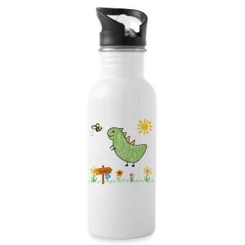 Dino Garden Green Kids - Water bottle with straw - white - Right