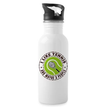 ICH MAG TENNIS UND VIELLEICHT DREI LEUTE - Trinkflasche mit integriertem Trinkhalm - Weiß - Rechts