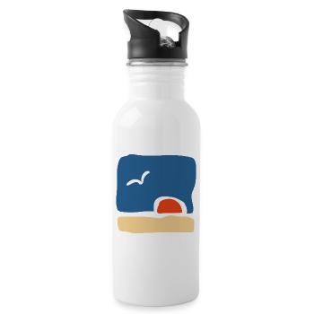 Vogel bei Sonnenuntergang – Minimalistische Kunst - Trinkflasche mit integriertem Trinkhalm - Weiß - Rechts