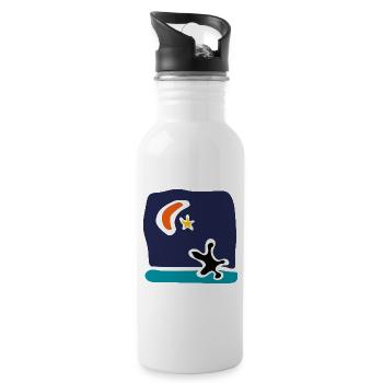 Mittelmeer-Solidarität – Tribut an Migranten - Trinkflasche mit integriertem Trinkhalm - Weiß - Rechts
