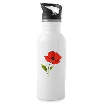 Poppy flower - Water bottle with straw - white - Right