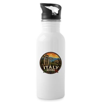 Italy Dolce Vita Vintage Travel Badge - Water bottle with straw - white - Right