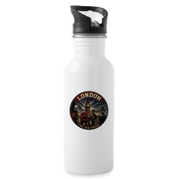 London Big Smoke Vintage Travel Badge - Water bottle with straw - white - Right