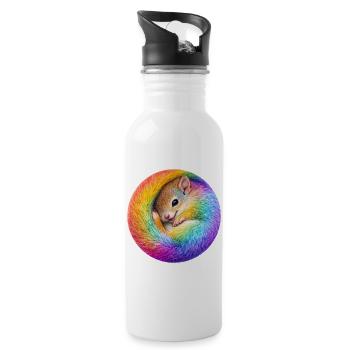 Regenbogen-Eichhörnchen - Trinkflasche mit integriertem Trinkhalm - Weiß - Rechts