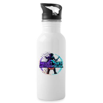 Neustart Weiterspielen – Gamer Pixel Ritter - Trinkflasche mit integriertem Trinkhalm - Weiß - Rechts