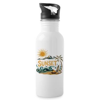 Never Miss A Sunset Surf Beach - Water bottle with straw - white - Right