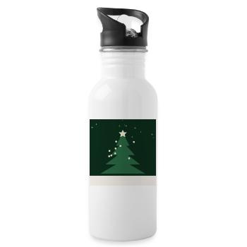 Minimalistischer Weihnachtsbaum-Grüner Stern - Trinkflasche mit integriertem Trinkhalm - Weiß - Rechts