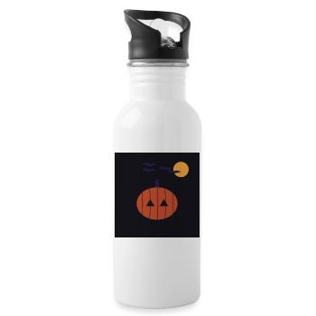 Minimalistische Kürbisnacht Halloween - Trinkflasche mit integriertem Trinkhalm - Weiß - Rechts