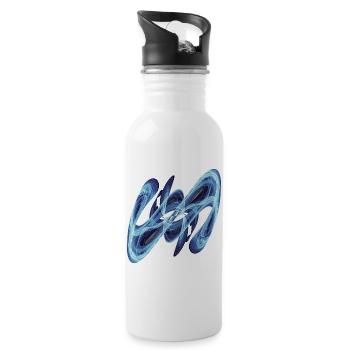 Blue Glow – Fractal Art - Water bottle with straw - white - Right