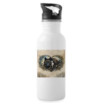 Clockwork Wolf's Heart - Water bottle with straw - white - Right