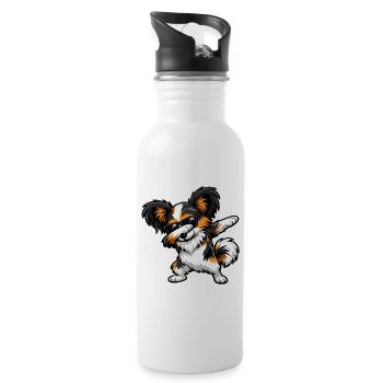 Dabbing Papillon im Comic Stil - Trinkflasche mit integriertem Trinkhalm - Weiß - Rechts