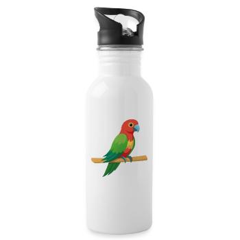 Tropical Parrot - Water bottle with straw - white - Right
