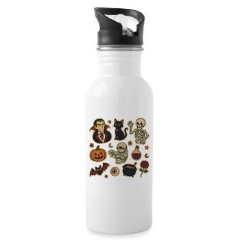 Spooky Halloween Sticker Set - Water bottle with straw - white - Right