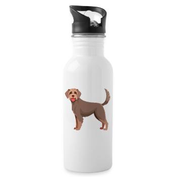 Deutsch-Drahthaar-Hund (Comic) - Trinkflasche mit integriertem Trinkhalm - Weiß - Rechts