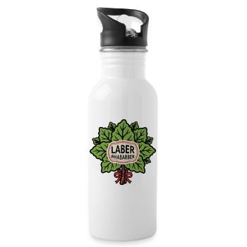 Rhabarber Laber Blätter Bouquet - Trinkflasche mit integriertem Trinkhalm - Weiß - Rechts