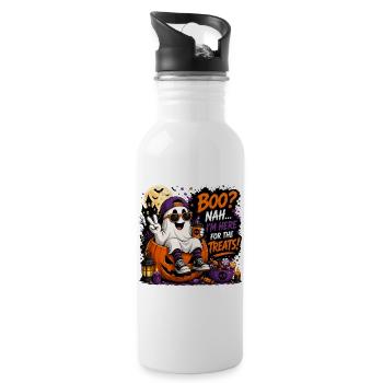 Halloween cute ghost - Water bottle with straw - white - Right