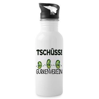 Abschied Kollegen Gurkenverein - Trinkflasche mit integriertem Trinkhalm - Weiß - Rechts