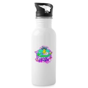 I'm taking a Paws: Cat making biscuits - Water bottle with straw - white - Right