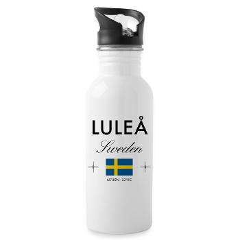 Luleå Sweden Coordinates Travel Souvenir - Water bottle with straw - white - Right