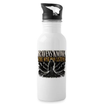 Ravens Know The Wise Man Listens Viking Shirt - Water bottle with straw - white - Right