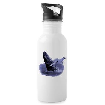 Humpback whale in the sea - Water bottle with straw - white - Right