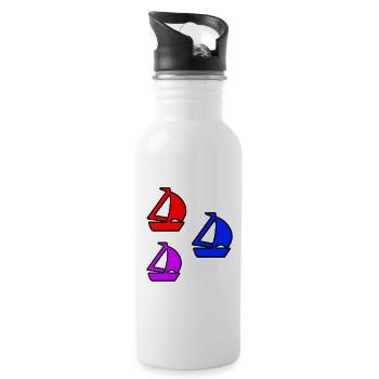 sailboats - Water bottle with straw - white - Right