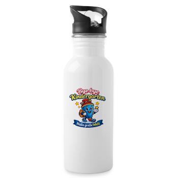 Abschied vom Kindergarten - Trinkflasche mit integriertem Trinkhalm - Weiß - Rechts