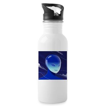 Blauer Alien Blick Maskenkunst - Trinkflasche mit integriertem Trinkhalm - Weiß - Rechts