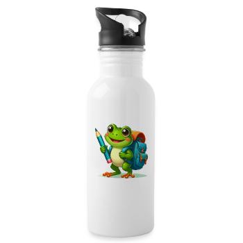 Frog for school enrolment – start of school with Bleistif - Water bottle with straw - white - Right
