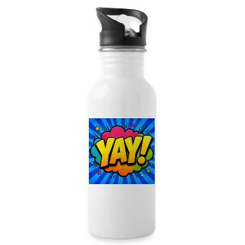 Energetic Comic Lettering – Pop Art Design - Water bottle with straw - white - Right