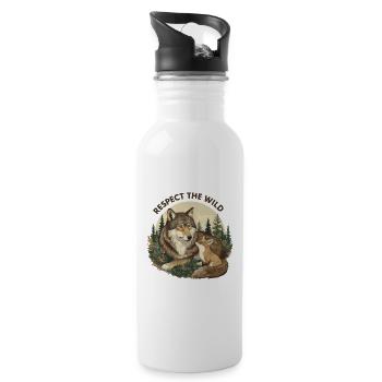 Respectez la nature du Loup Sauvage et du Renard - Gourde avec paille intégrée - blanc - Droite