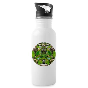 Nature Mandala Foliage - Water bottle with straw - white - Right