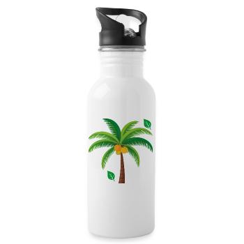 Tropical Palm Tree Colorful - Water bottle with straw - white - Right