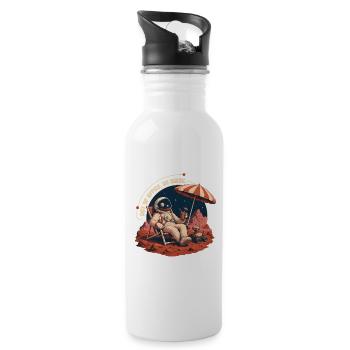 Out Of Office On Mars – Vacation in Space - Water bottle with straw - white - Right