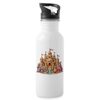 Beach sandcastle with shells - Water bottle with straw - white - Right