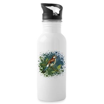Colorful bird - Water bottle with straw - white - Right