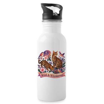 Magical Nature Bengal Cat - Water bottle with straw - white - Right